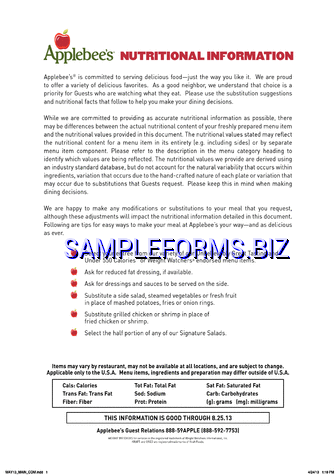 Applebees Nutrition Information pdf free